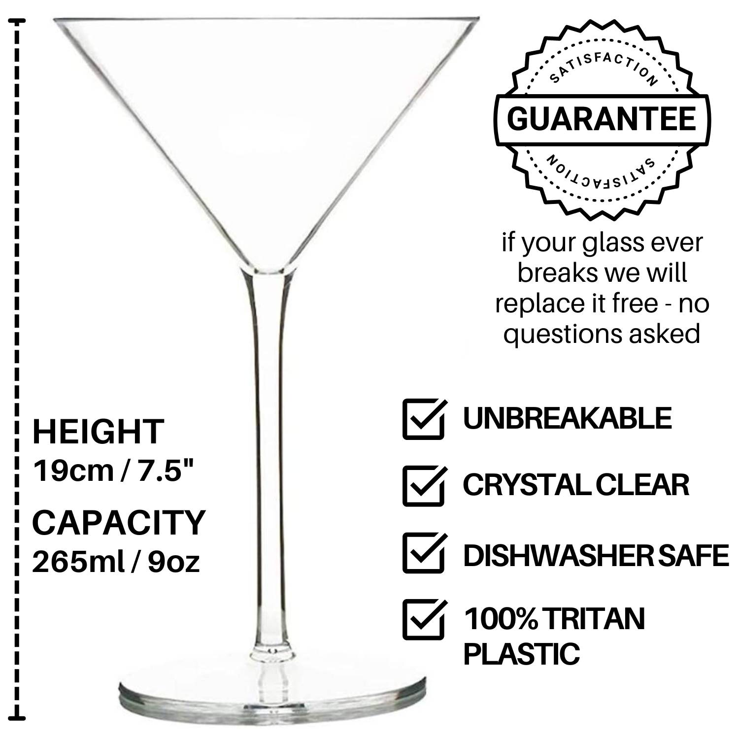 Plastic Martini Glasses | Shatter-Resistant Martini Glass | Plastic Martini Glassware