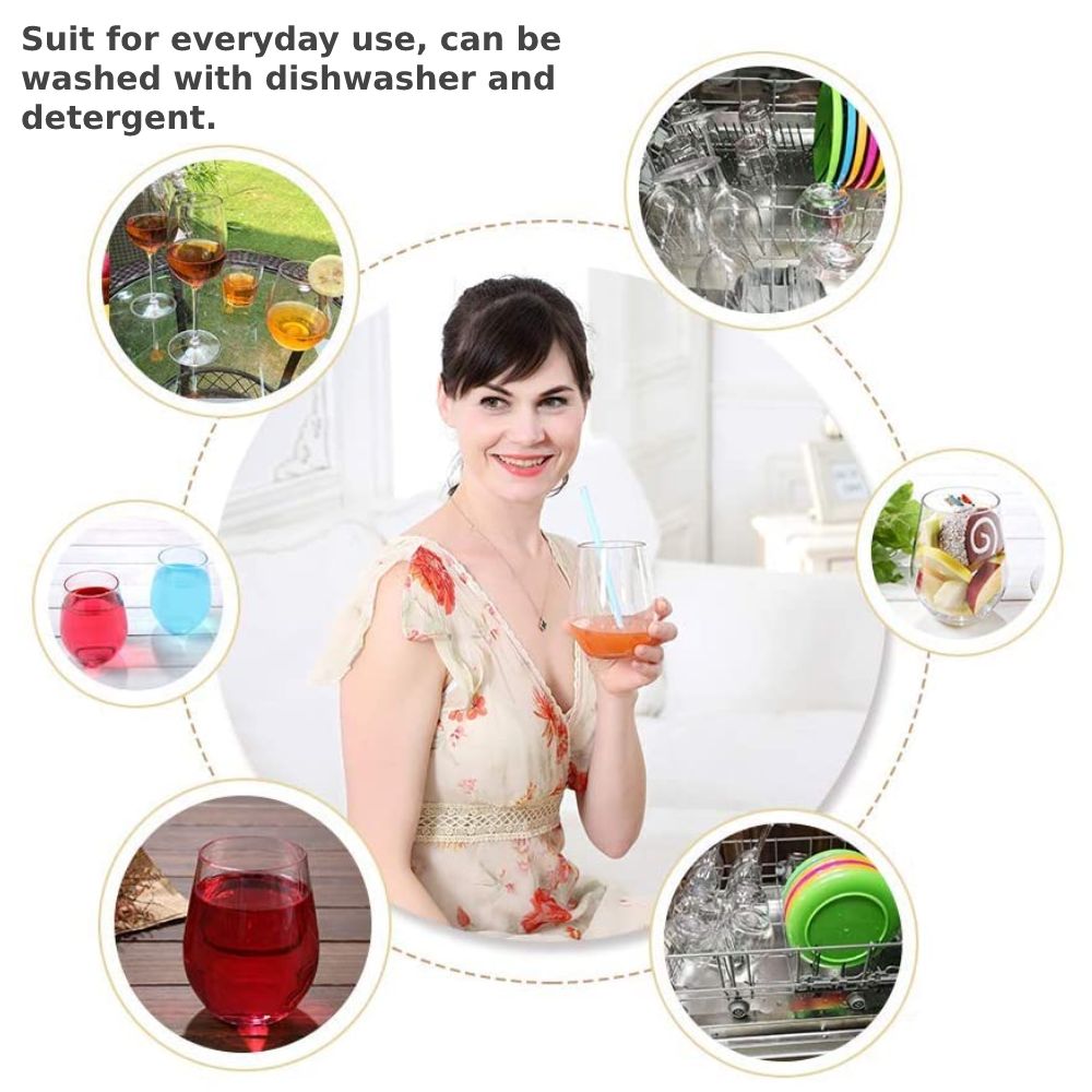 Plastic Stemless Wine Glasses | Shatter-Resistant Stemless Wine Glass | Plastic Stemless Glassware